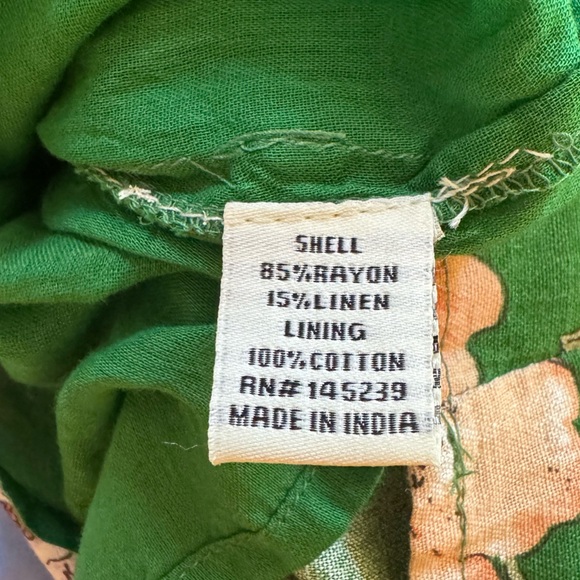 Women’s Sim and Sam green floral puff sleeve linen blend dress Medium - Picture 5 of 5